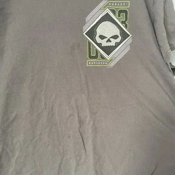 Harvley Davidson Cotton T Shirt Gray Skull Logo Muskegon, MI Hot Rod Men's Large - Picture 7 of 9